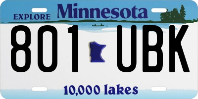 MN license plate 801UBK