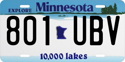 MN license plate 801UBV