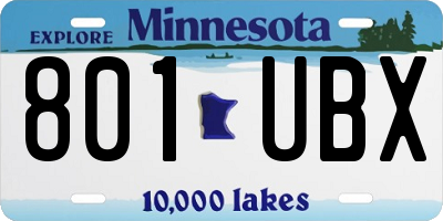 MN license plate 801UBX