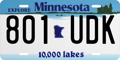 MN license plate 801UDK