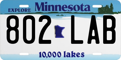 MN license plate 802LAB