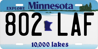 MN license plate 802LAF