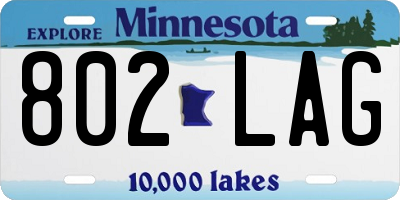 MN license plate 802LAG