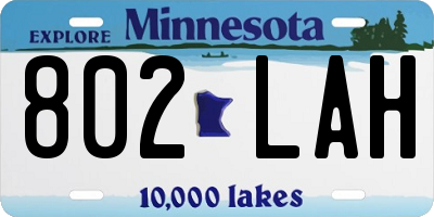 MN license plate 802LAH