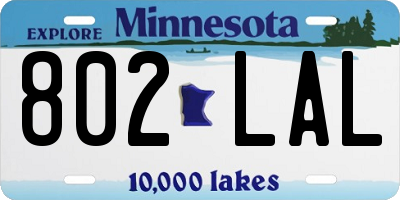 MN license plate 802LAL