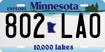 MN license plate 802LAO