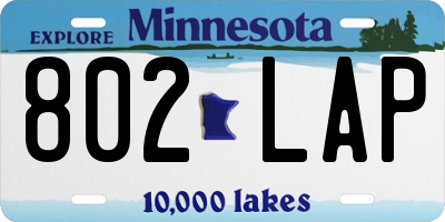 MN license plate 802LAP