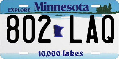 MN license plate 802LAQ