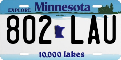 MN license plate 802LAU
