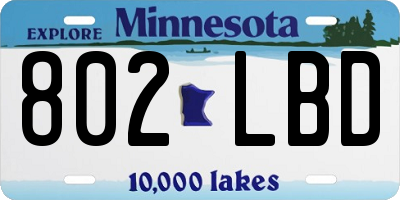 MN license plate 802LBD