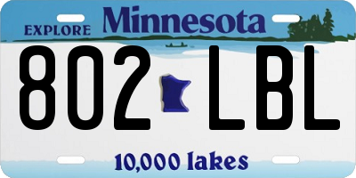 MN license plate 802LBL