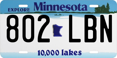 MN license plate 802LBN