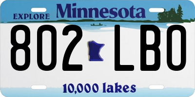 MN license plate 802LBO