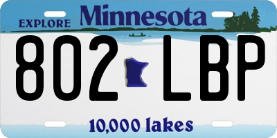 MN license plate 802LBP