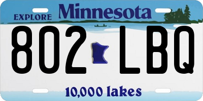 MN license plate 802LBQ