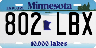MN license plate 802LBX