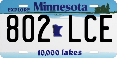 MN license plate 802LCE