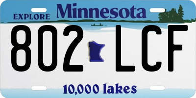 MN license plate 802LCF