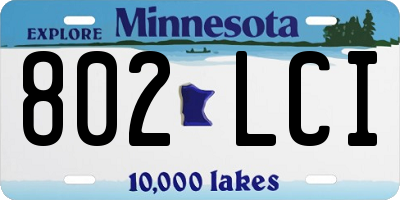 MN license plate 802LCI