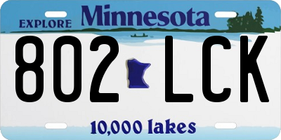 MN license plate 802LCK