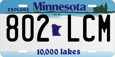 MN license plate 802LCM