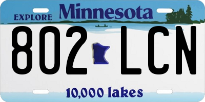 MN license plate 802LCN