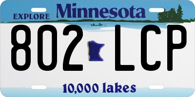 MN license plate 802LCP