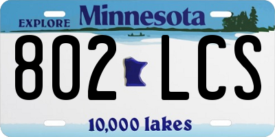 MN license plate 802LCS
