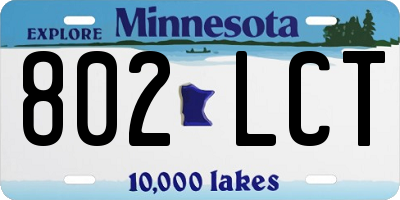 MN license plate 802LCT