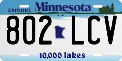 MN license plate 802LCV