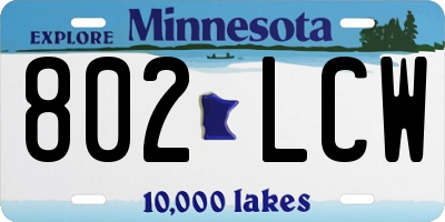 MN license plate 802LCW