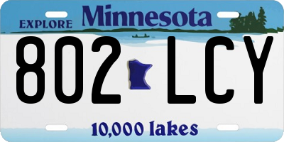 MN license plate 802LCY