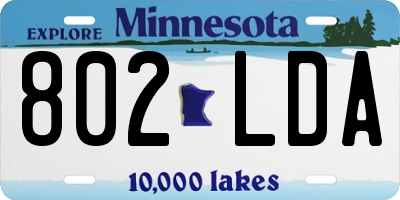 MN license plate 802LDA