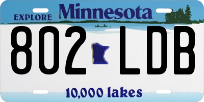 MN license plate 802LDB
