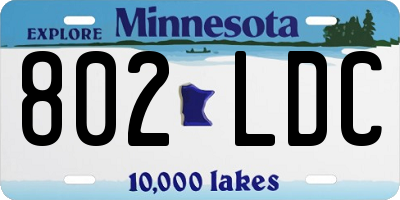 MN license plate 802LDC
