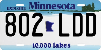 MN license plate 802LDD