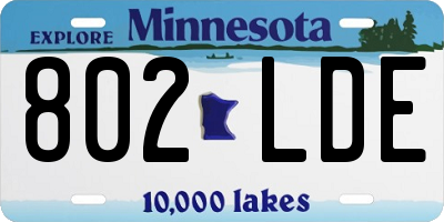 MN license plate 802LDE