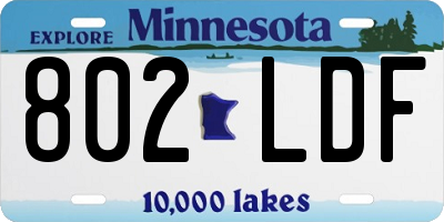MN license plate 802LDF