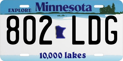 MN license plate 802LDG