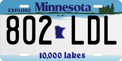 MN license plate 802LDL