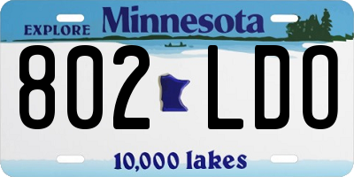 MN license plate 802LDO