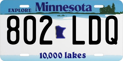 MN license plate 802LDQ