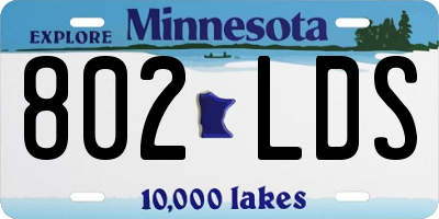 MN license plate 802LDS