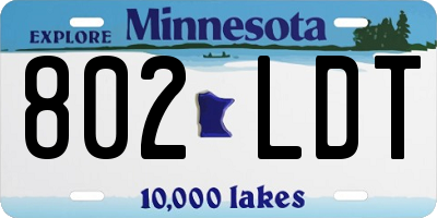 MN license plate 802LDT