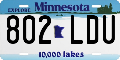 MN license plate 802LDU