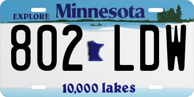 MN license plate 802LDW