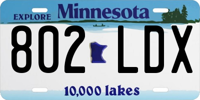 MN license plate 802LDX