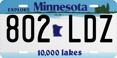 MN license plate 802LDZ