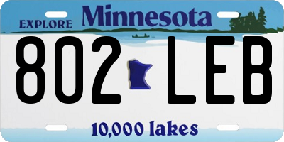 MN license plate 802LEB