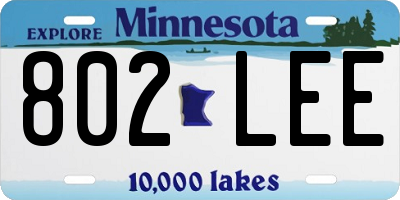MN license plate 802LEE